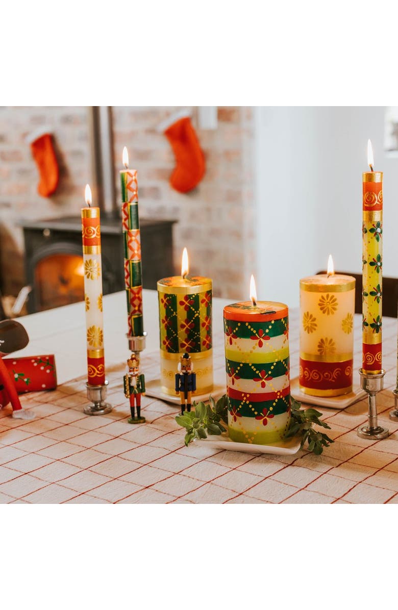 Thumbprint Artifacts Christmas Painted Pillar Candle, Alternate, color, Christmas - 3X6"