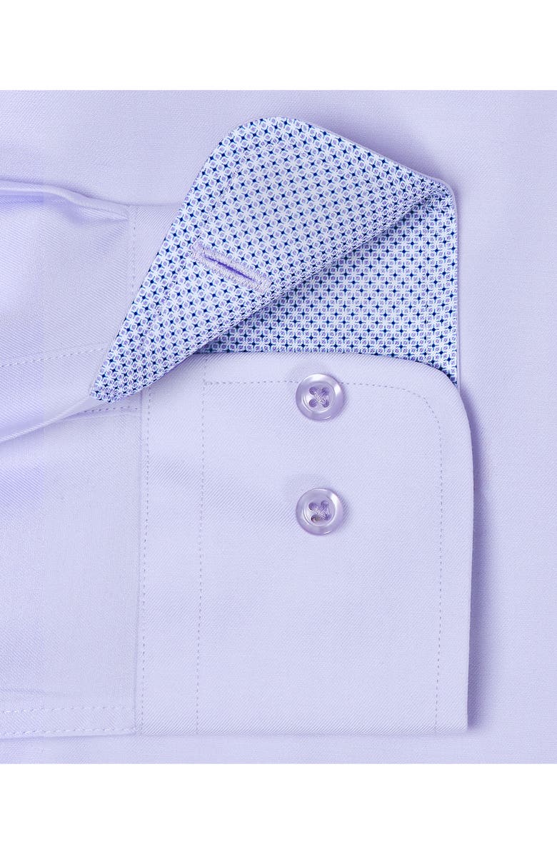 David Donahue Trim Fit Lilac Cotton Twill Dress Shirt, Alternate, color, Lilac