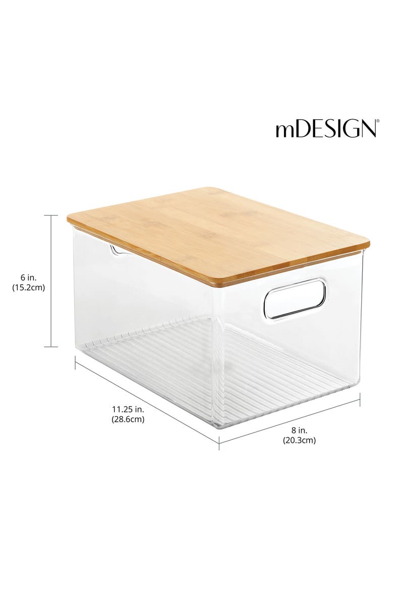 mDesign Plastic Kitchen Storage Box - Lid, Handles, 4 Pack, Clear/Natural, Alternate, color, Clear