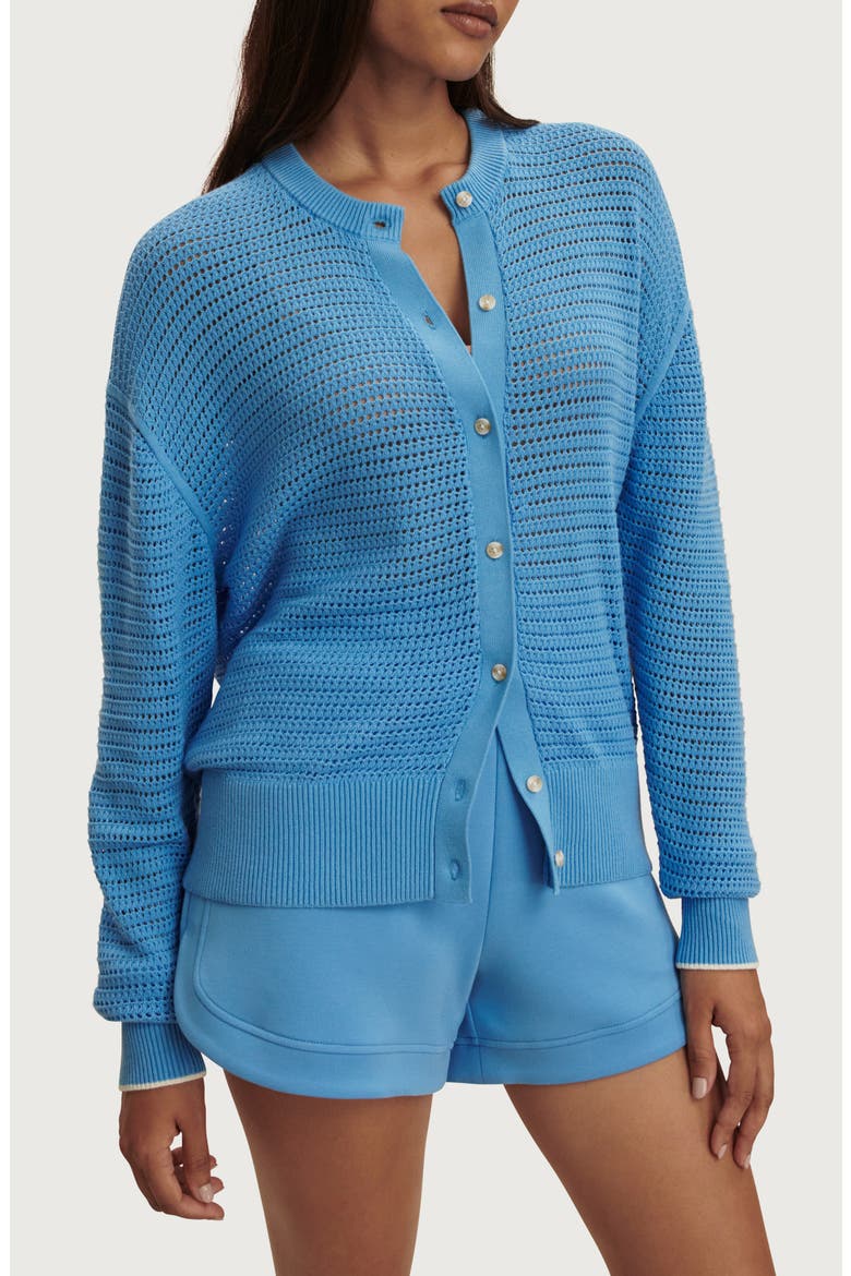 Pembroke Knit Cardigan, Alternate, color, AZURE BLUE