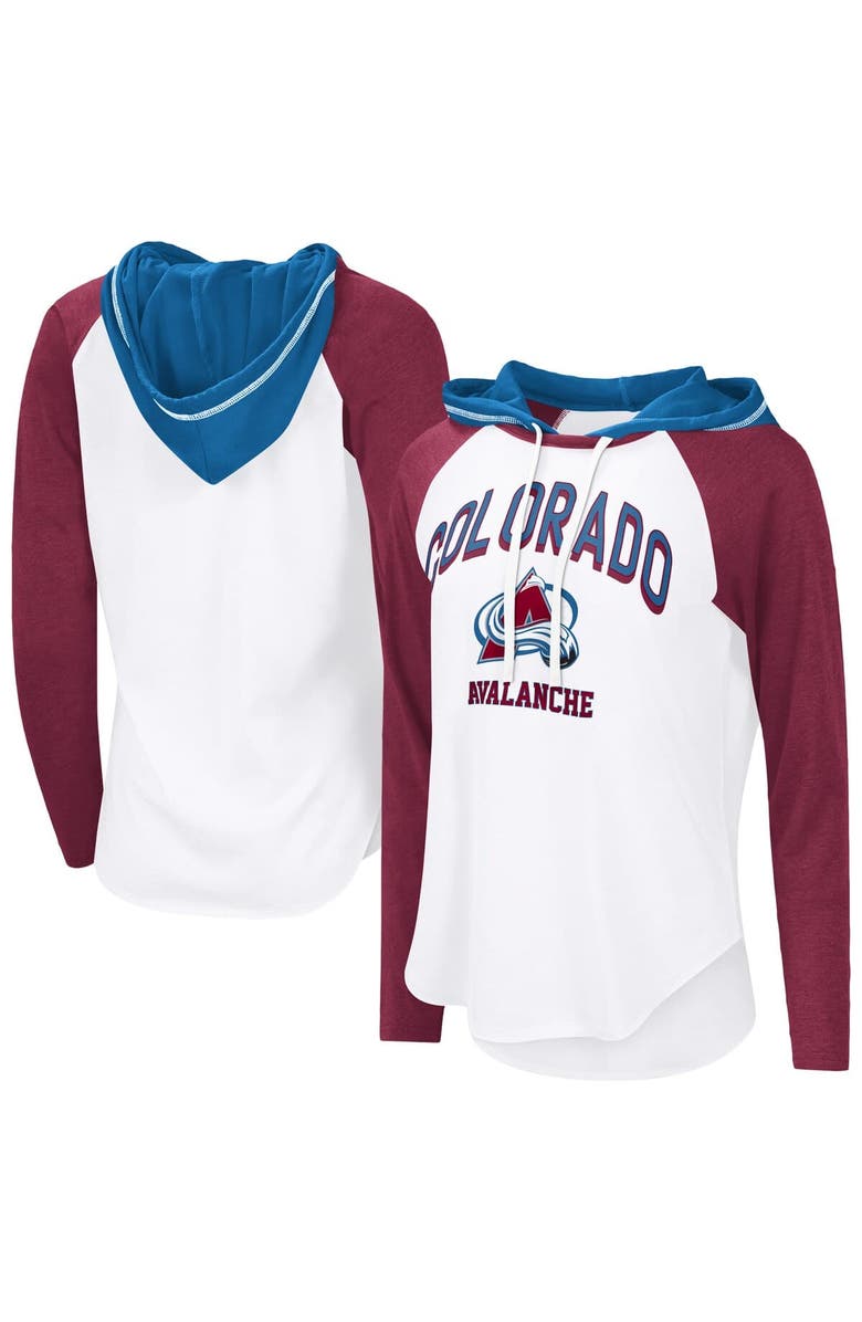 G-III 4HER BY CARL BANKS Women's G-III 4Her by Carl Banks White Colorado Avalanche VIP Raglan Long Sleeve Hoodie T-Shirt, Main, color, White