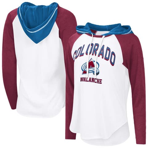 Women
s G-III 4Her by Carl Banks  White Colorado Avalanche VIP Raglan Long Sleeve Hoodie T-Shirt