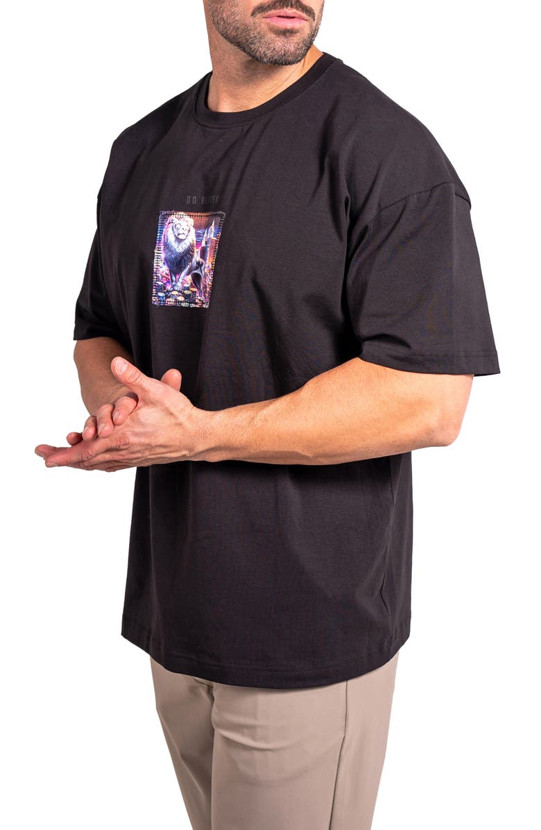 Maceoo Ascension Better Appliqué Cotton Graphic T-Shirt, Alternate, color, Black