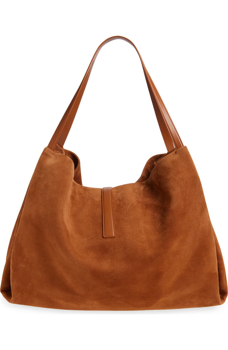 FERRAGAMO Large Lily Suede Tote, Alternate, color, Natural Resort
