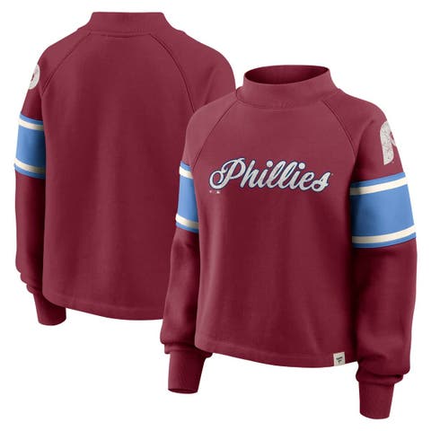 Women's Fanatics Burgundy Philadelphia Phillies Oversized Toss Sweep Raglan Pullover Sweatshirt