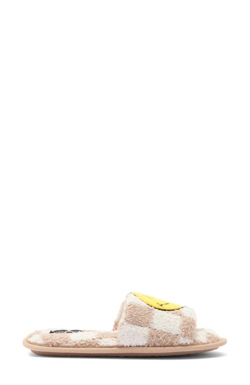 Joe Boxer Faux Fur Happy Face Slide Slipper