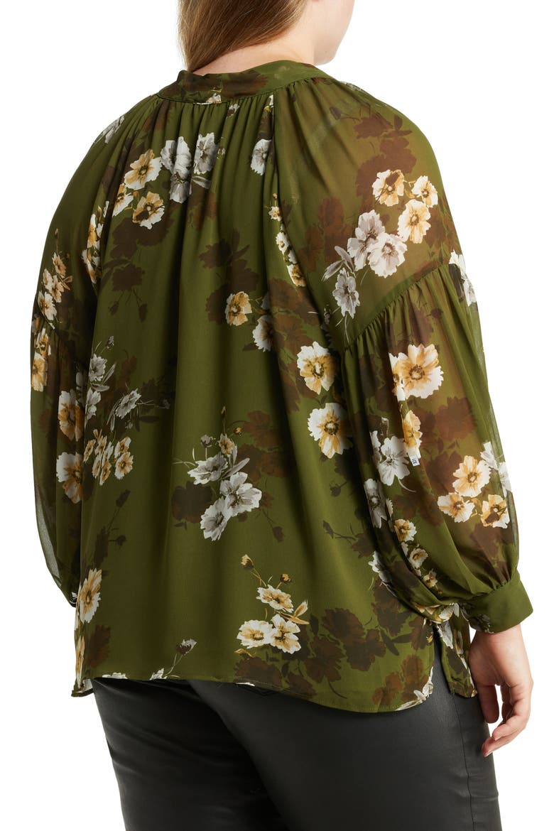 Floral Chiffon Blouse, Alternate, color, LT OLIVE