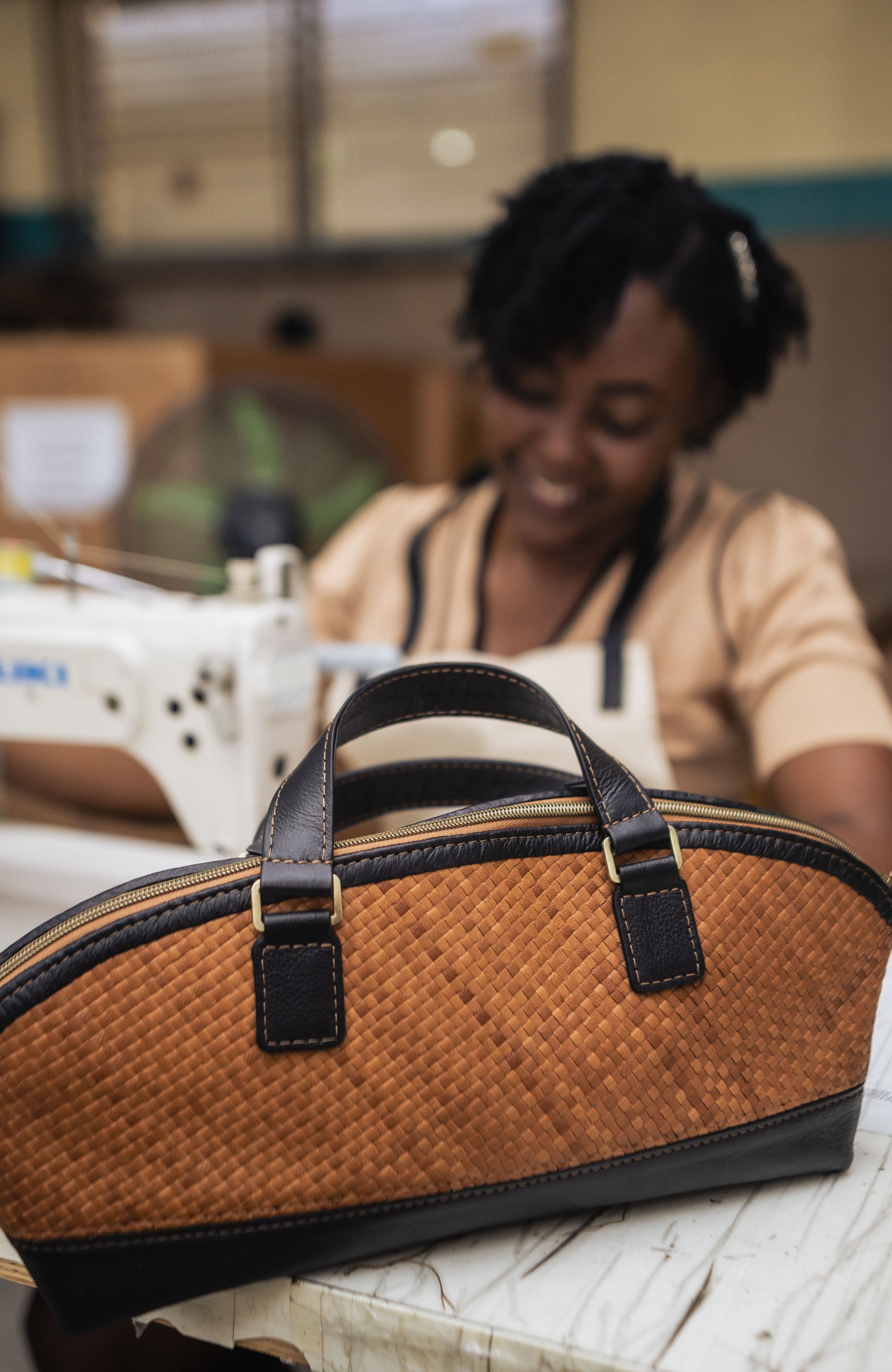 Deux Mains Satchel Bowler Bag, Alternate, color, Cognac