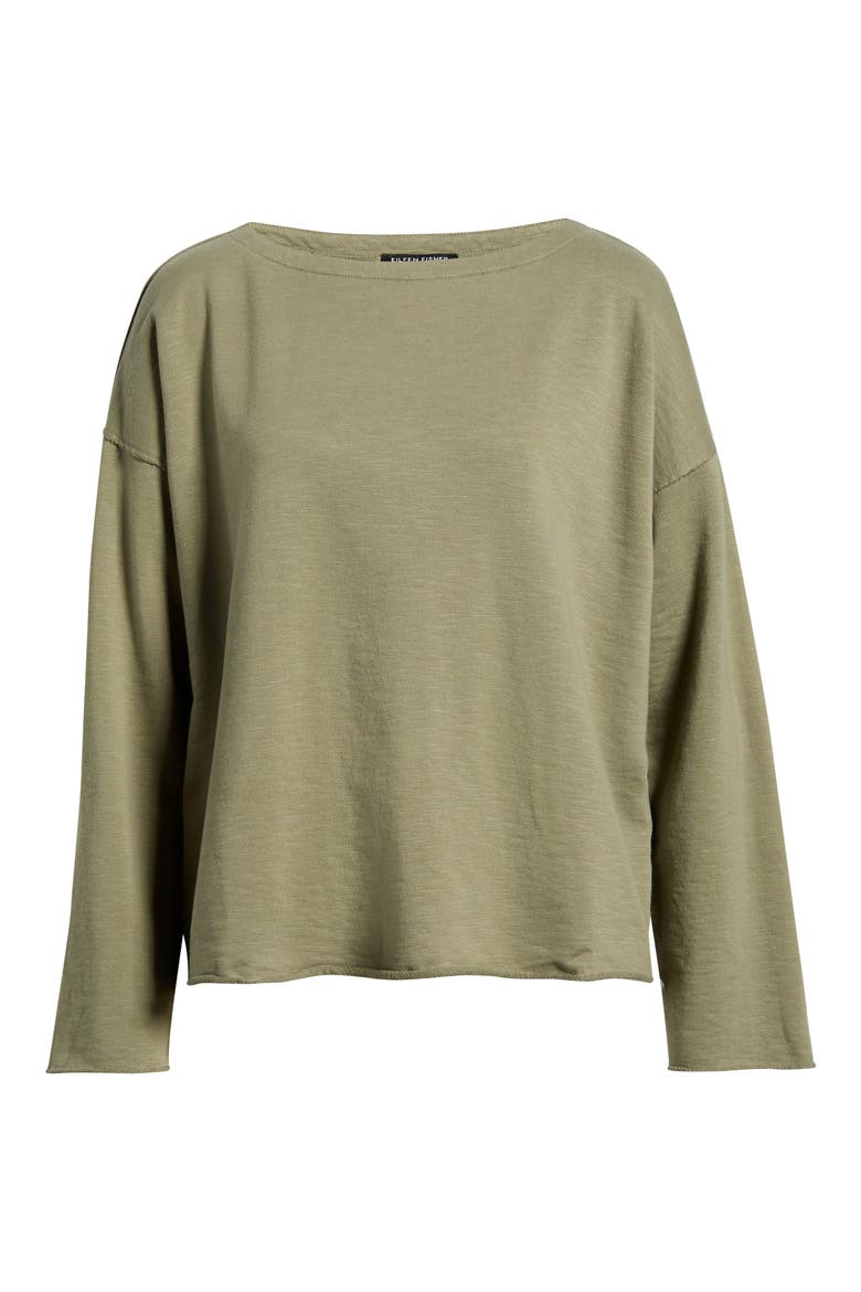 Bateau Neck Boxy Top, Alternate, color, BAY LEAF