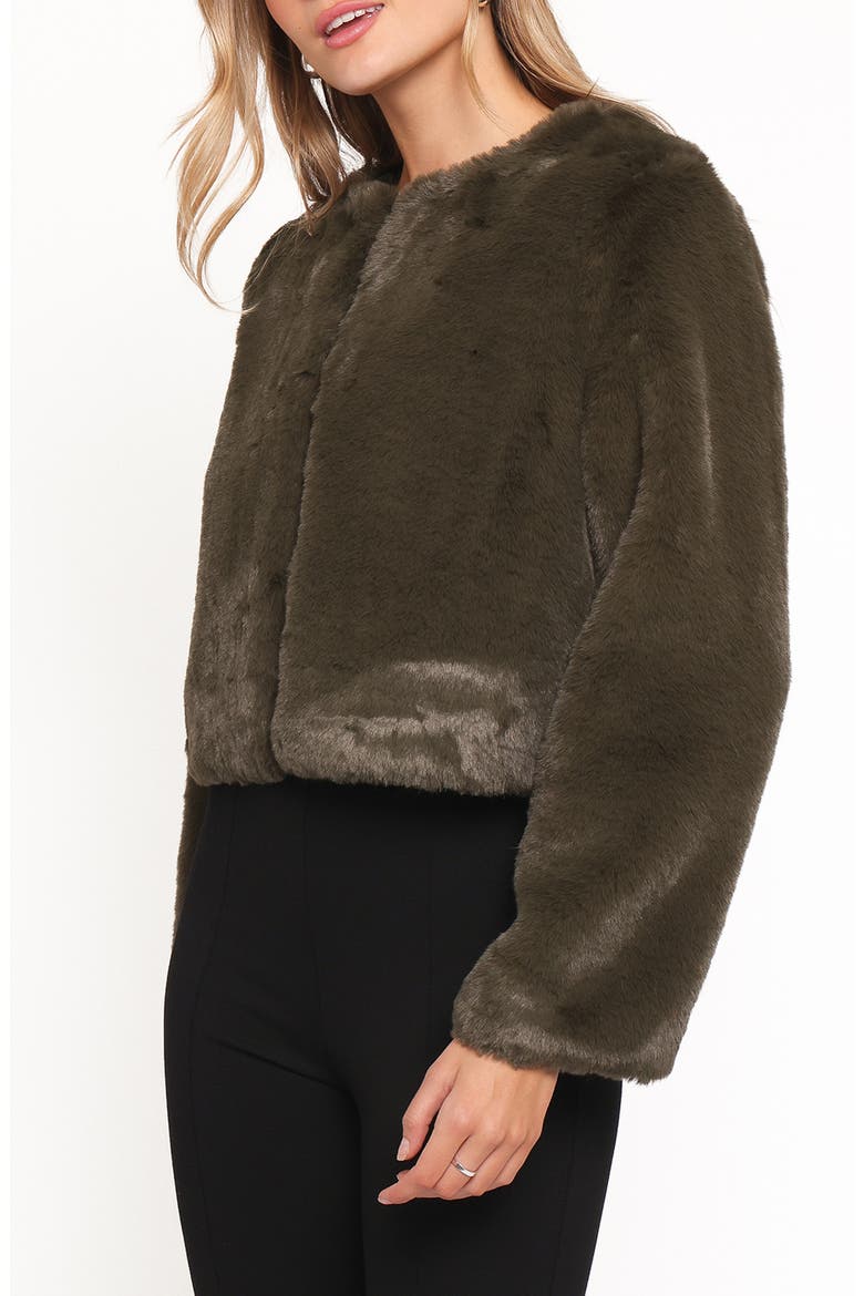 Minnie Faux Fur Jacket, Alternate, color, FOREST GREEN