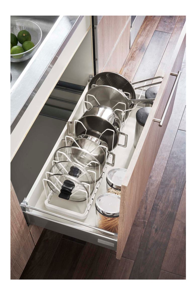 Adjustable Pot Lid Wire Organizer, Alternate, color, WHITE