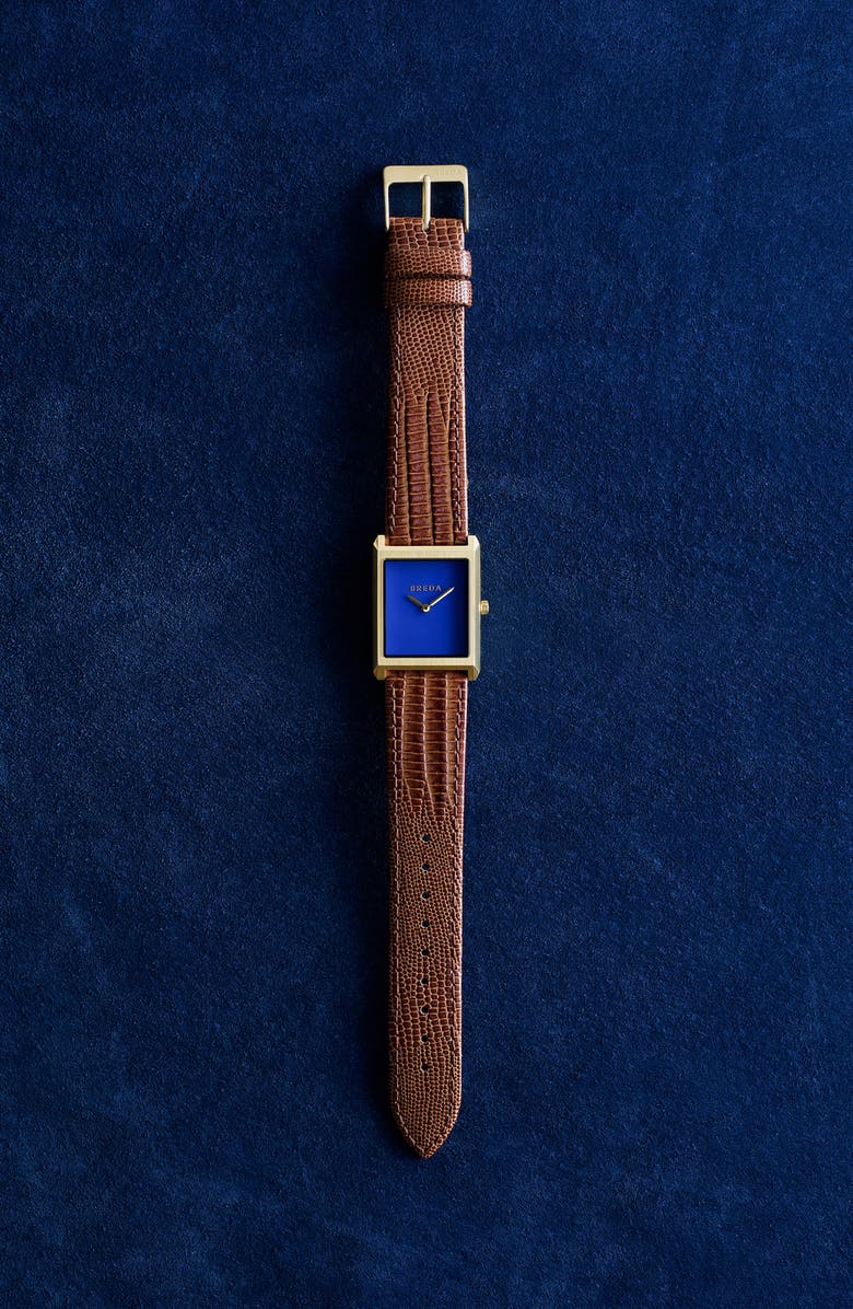 BREDA Virgil Leather Strap Two-Tone Tank Watch, 26mm x 35mm, Alternate, color,