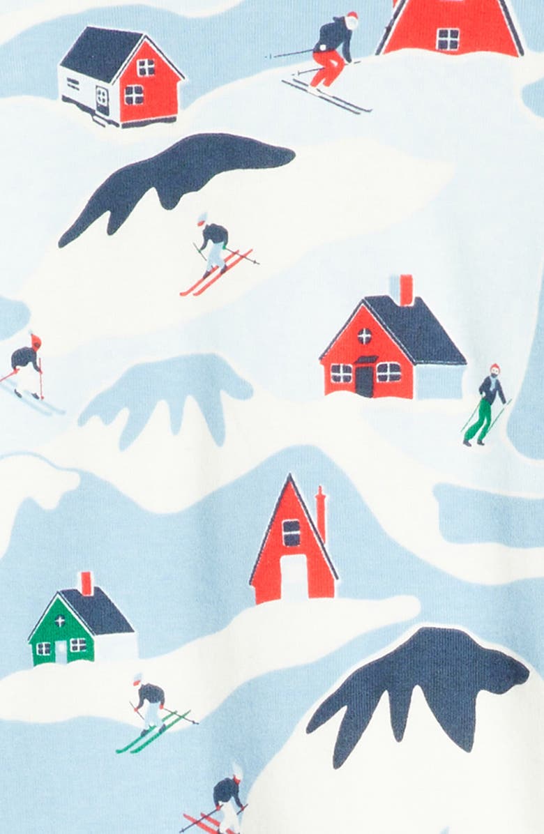 Nordstrom Kids' Glow in the Dark Fitted Two-Piece Pajamas, Alternate, color, Blue- Ivory Ski Slopes