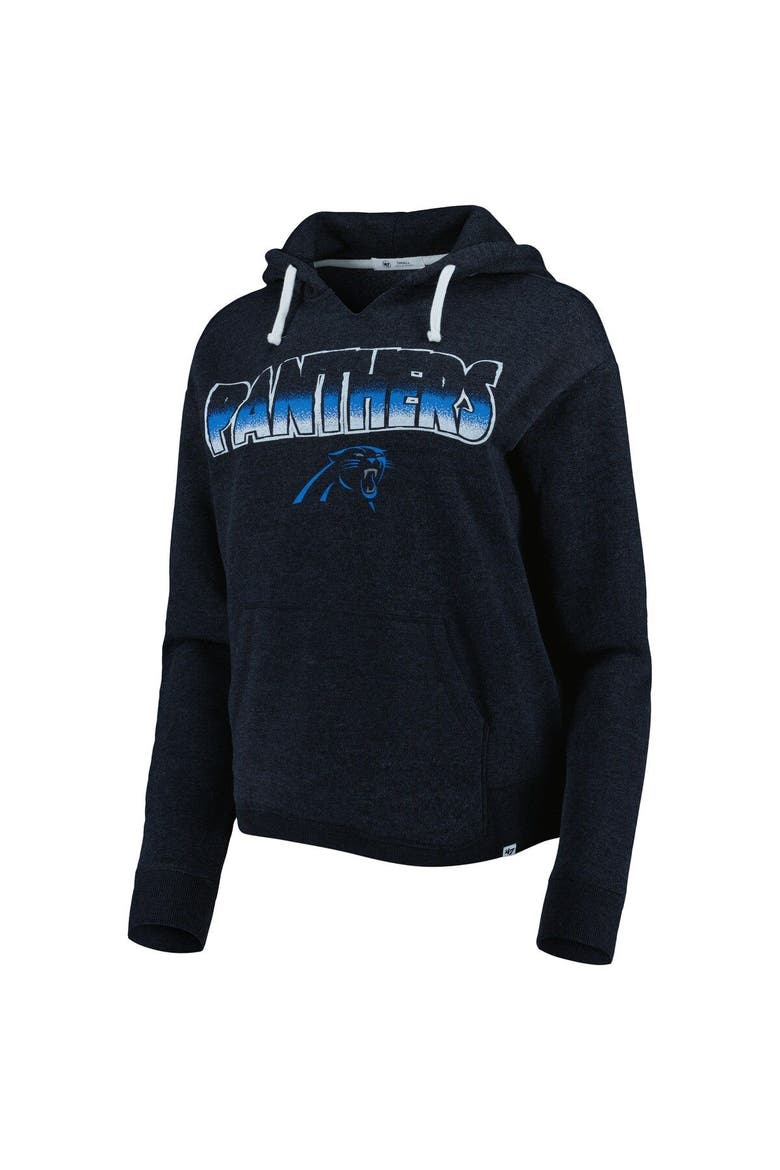 Women's '47 Black Carolina Panthers Color Rise Kennedy Notch Neck Pullover Hoodie, Alternate, color, Black