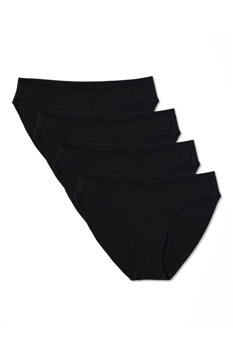 Pact Everyday Classic Fit Bikini 5-Pack Made With Organic Cotton, Main, color, Black