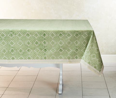 Hand Block Printed Tablecloth - 90" x 60"