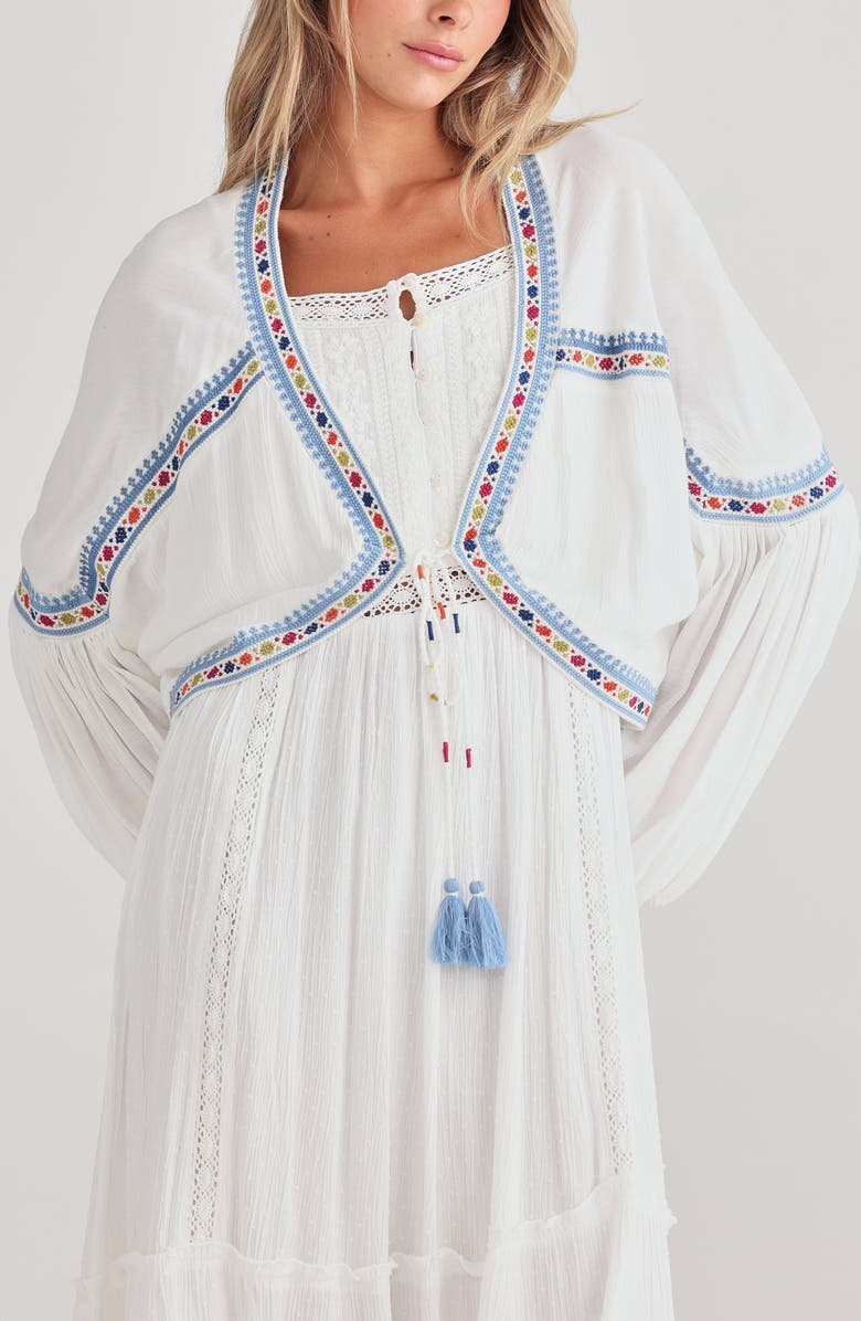 Talisman the Label Carnival Embroidered Detail Bolero Jacket, Alternate, color, Off White