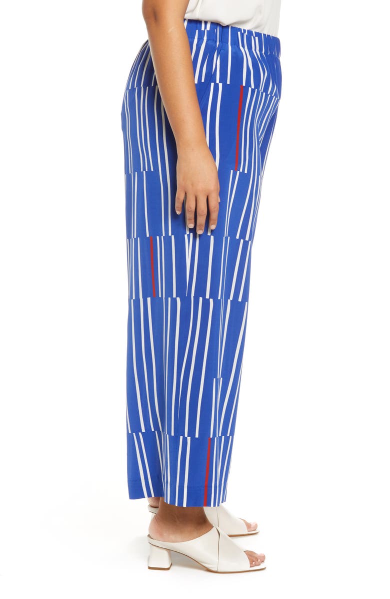 Lafayette 148 New York Riverside Beach Stripe Wide Leg Silk Pants, Alternate, color,
