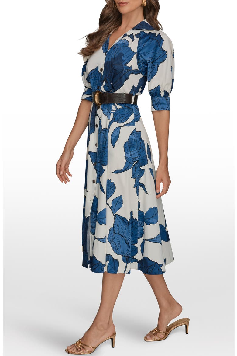 Belted Stretch Cotton Shirtdress, Alternate, color, CREAM/ NIGHTFALL MULTI