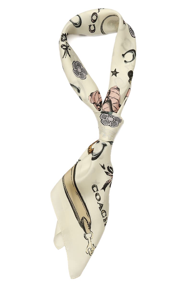 COACH Iconic Motifs Square Silk Scarf, Alternate, color, 