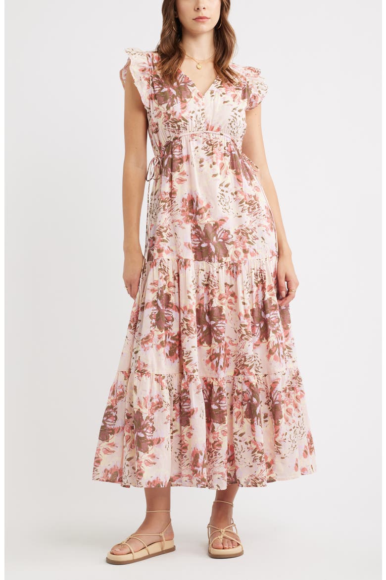 Floral Print Cotton Midi Dress, Main, color, PINK WHIMSY BLOOM