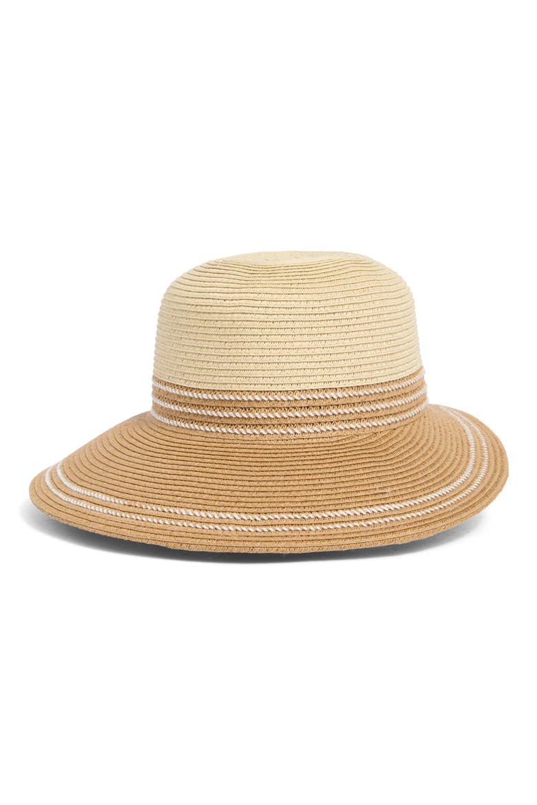 Colorblocked Straw Wide Brim Sun Hat, Main, color, NATURAL MULTI