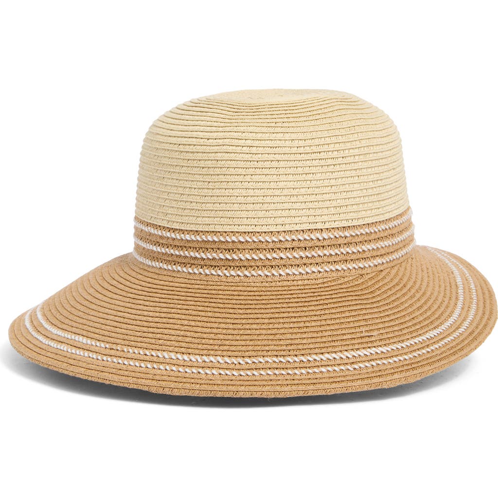Vince Camuto Colorblocked Straw Wide Brim Sun Hat in Natural Multi at Nordstrom Rack