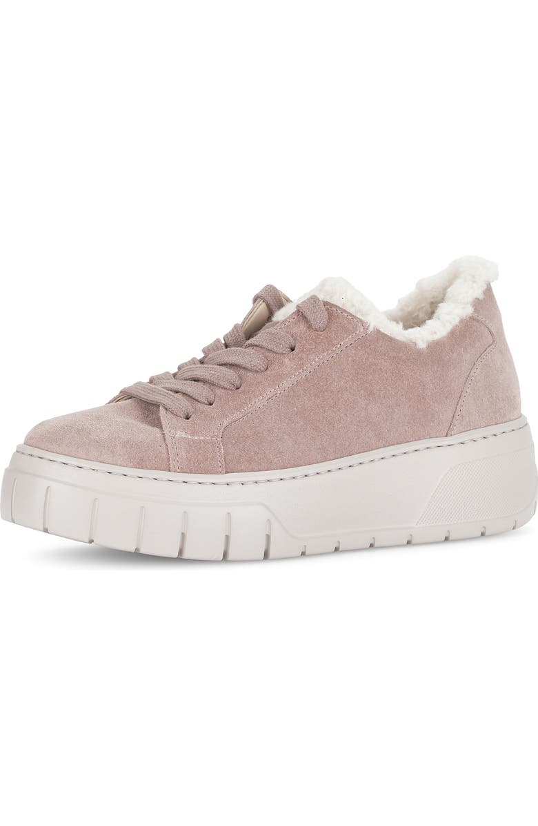 Gabor 73.221 Faux Fur Lined Platform Sneaker, Main, color, Rosewood