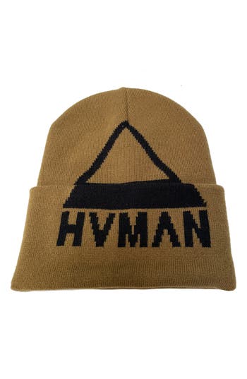 Hvman Triangle Logo Knit Beanie In Sage