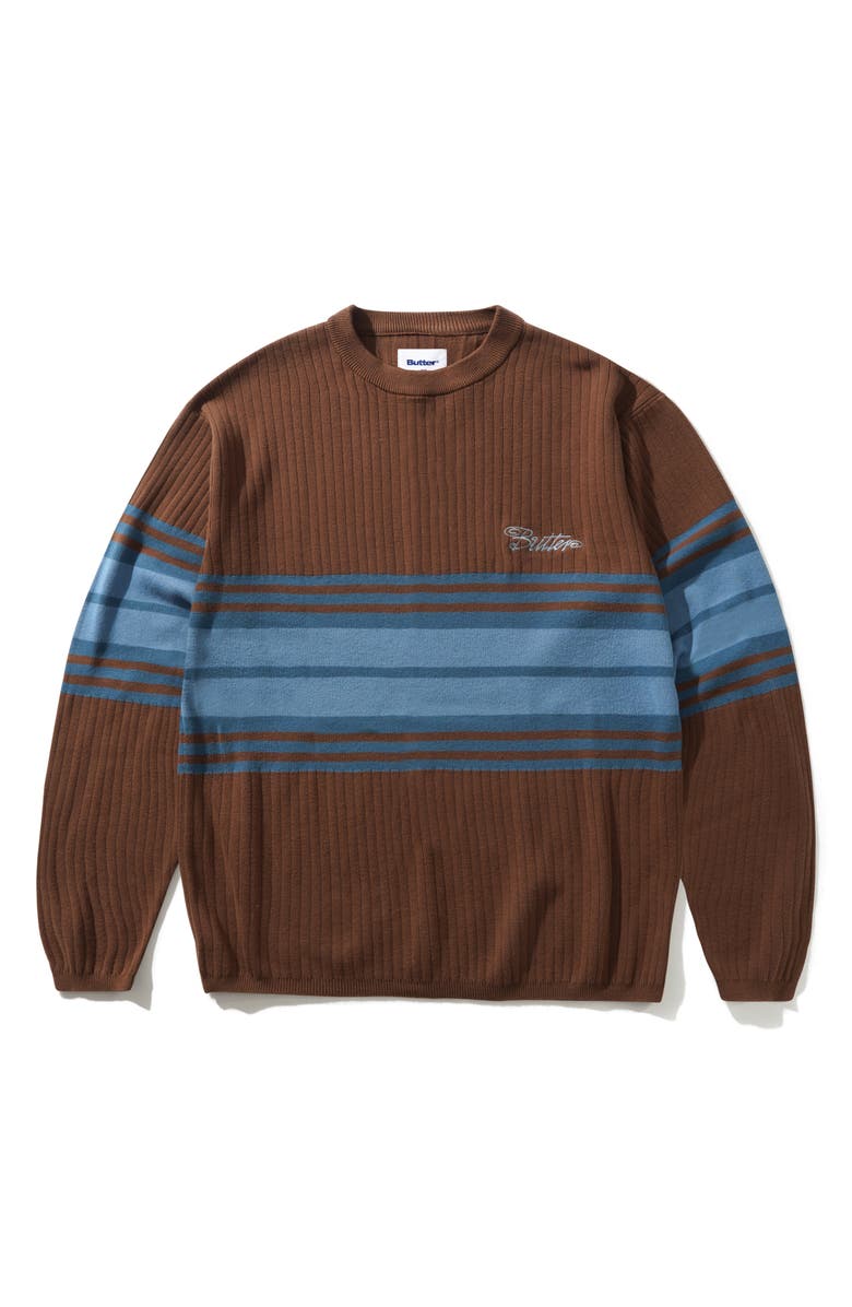 Butter Goods Crest Rib Sweater, Main, color, Brown