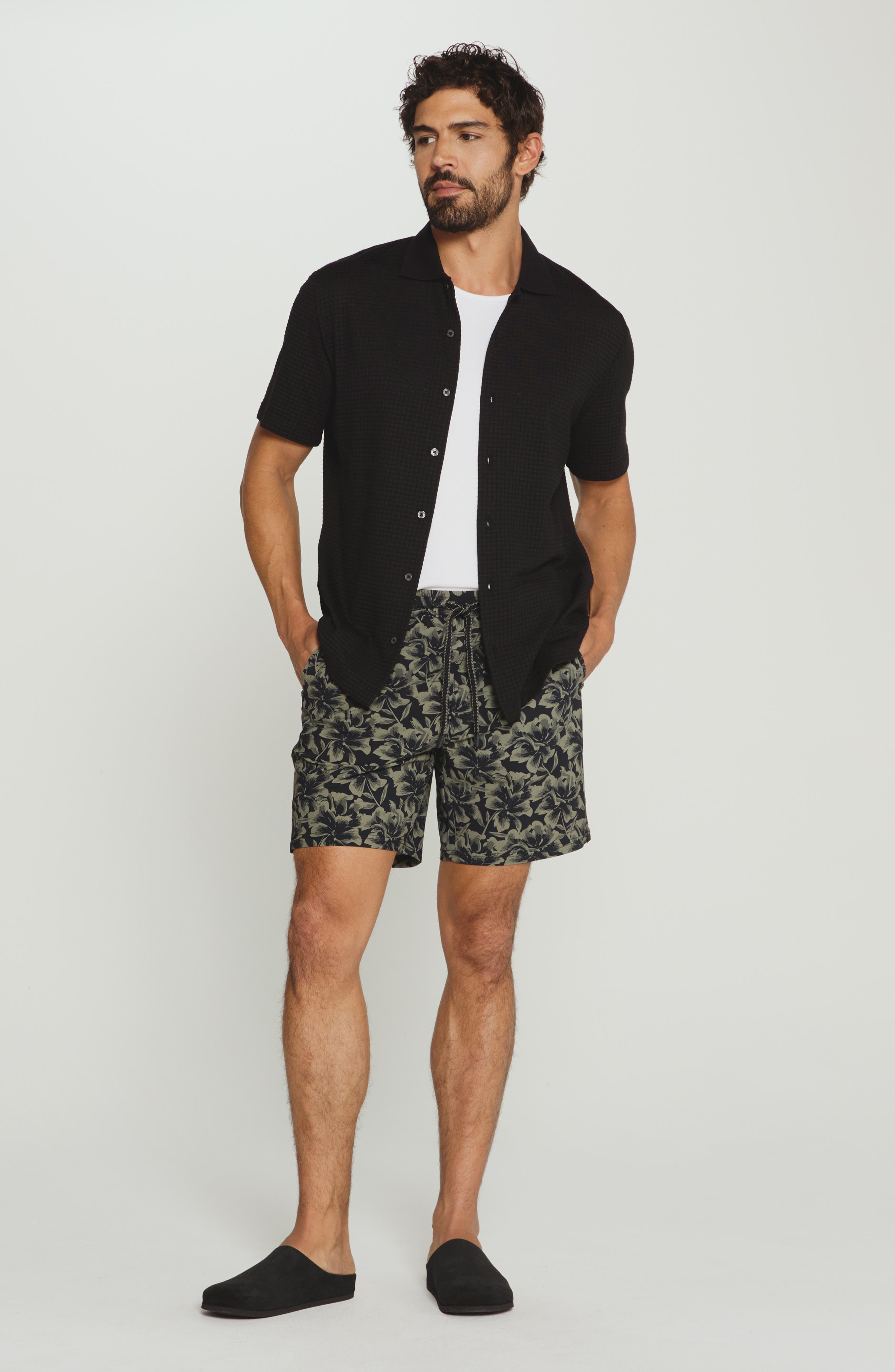7 Diamonds Landry Waffle Knit Short Sleeve Button-Up Shirt — фото 5