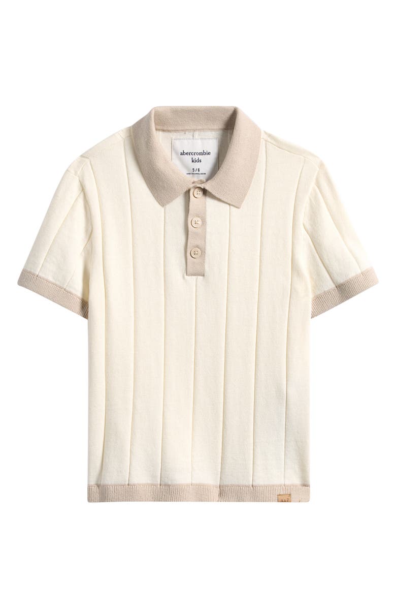 abercrombie kids Kids' Swolo Contrast Trim Cotton Blend Rib Polo, Main, color, Jet Stream