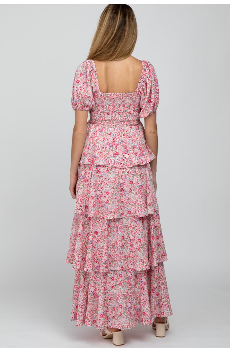 PinkBlush Floral Square Neck Ruffle Layered Maxi Dress, Alternate, color, Pink