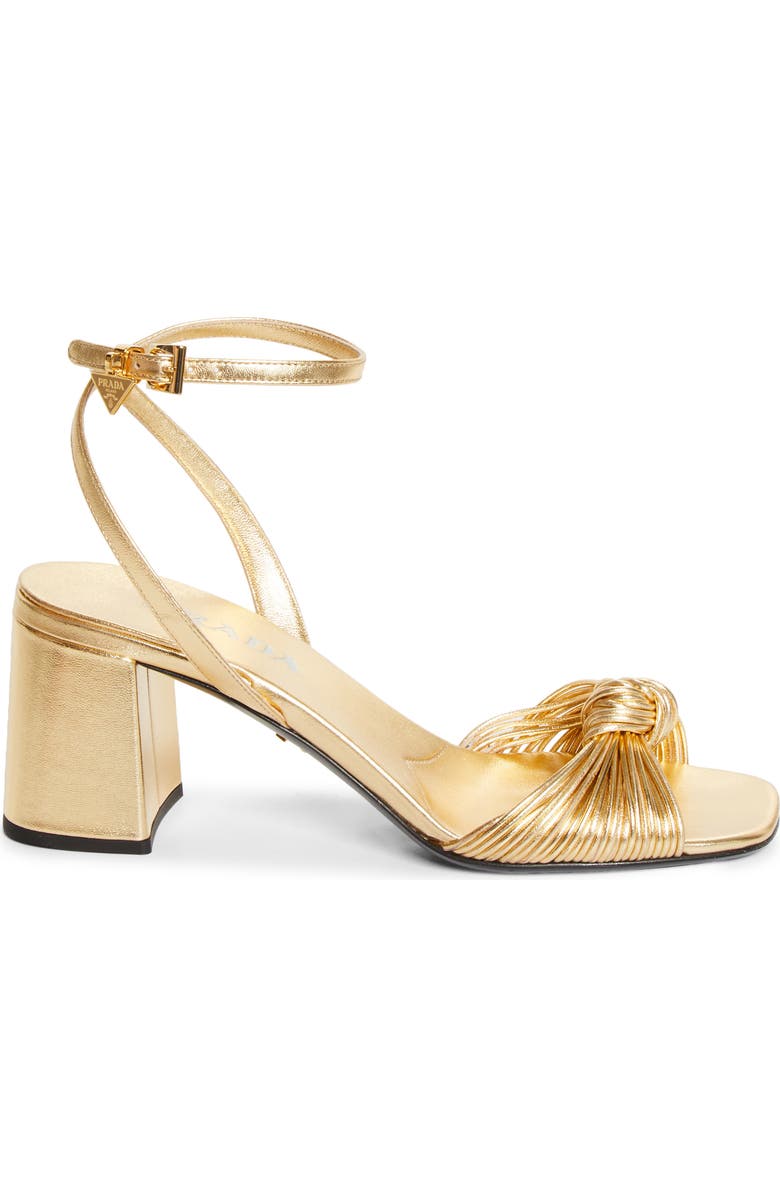 Prada Block Heel Ankle Strap Sandal, Alternate, color, Platino