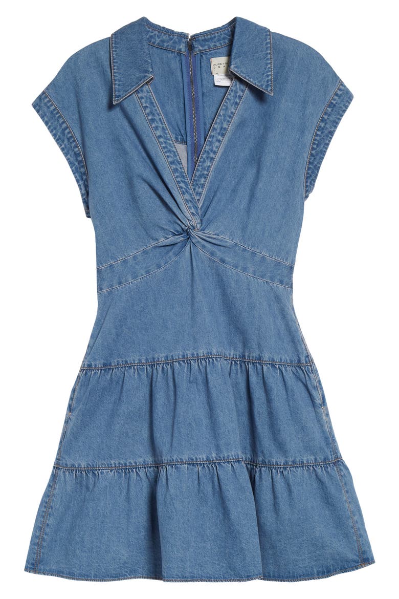 Mila Twist Denim Minidress, Alternate, color, PEYTON VINTAGE BLUE