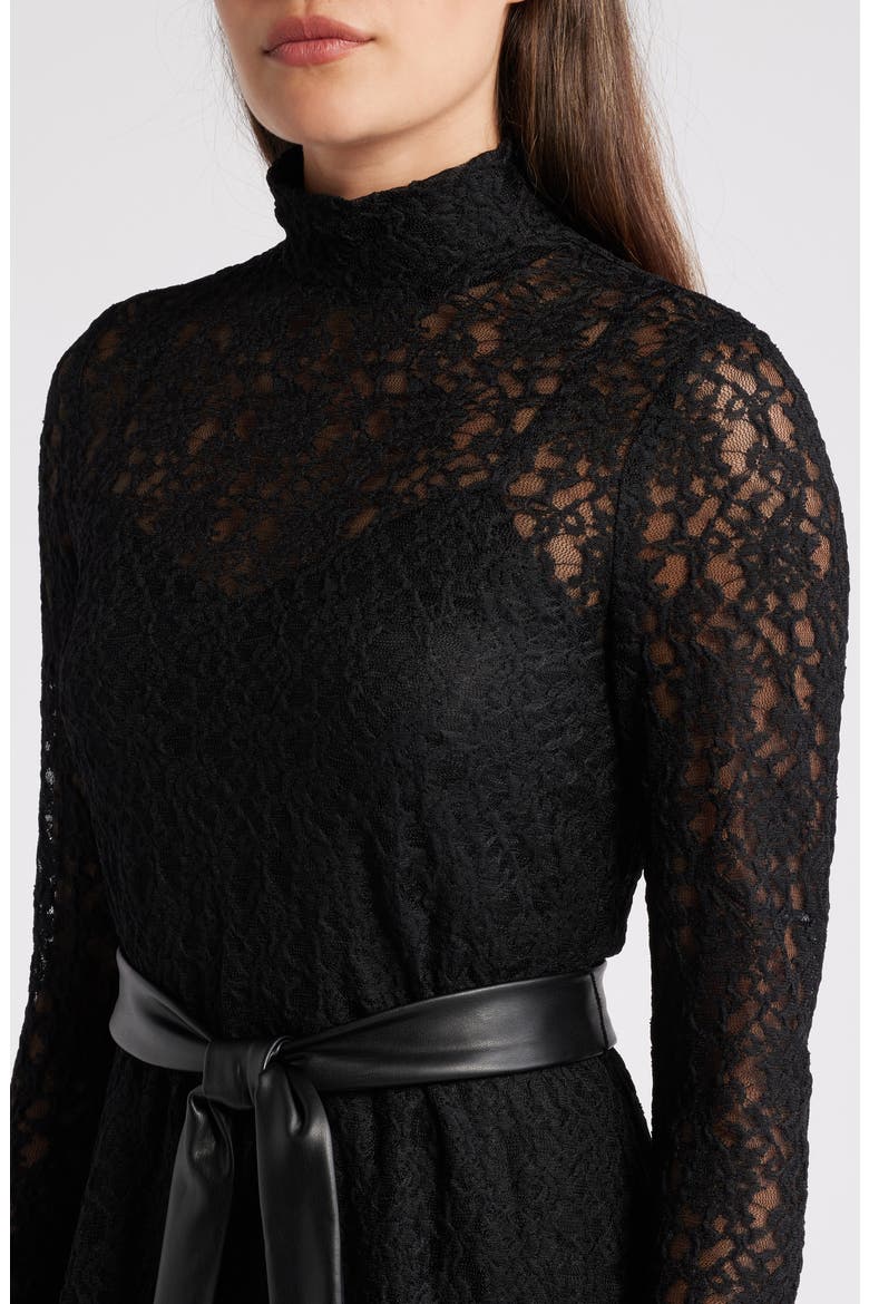 Long Sleeve Lace Midi Dress, Alternate, color, ANNE BLACK