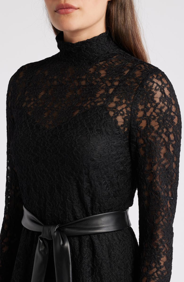 Anne Klein Long Sleeve Lace Midi Dress, Alternate, color,