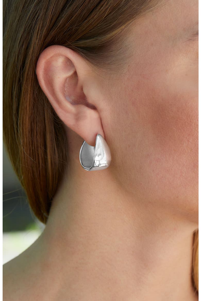 Sterling Silver Bold Huggie Hoop Earrings, Alternate, color, WHITE
