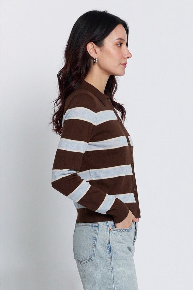 Quinn Striped Sheer Button Up, Alternate, color, CHOCOLATE COMBO