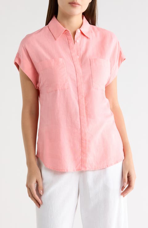 Double Pocket Linen Blend Camp Shirt