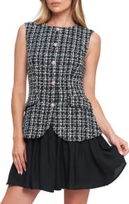 FLYING TOMATO Tweed Minidress