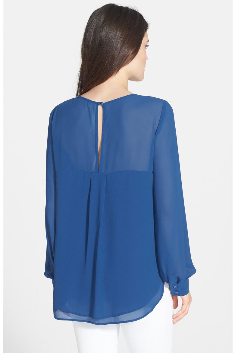 Double Layer Long Sleeve Blouse, Alternate, color, NAVY LIMOG