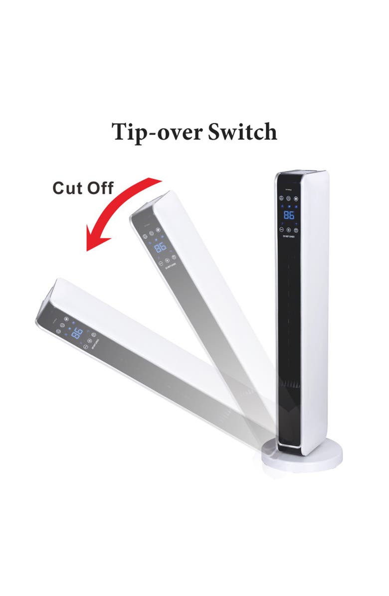 Optimus 29 in. Oscillating Tower Heater w/ Digital Temperature Readout & Remote, Alternate, color, White