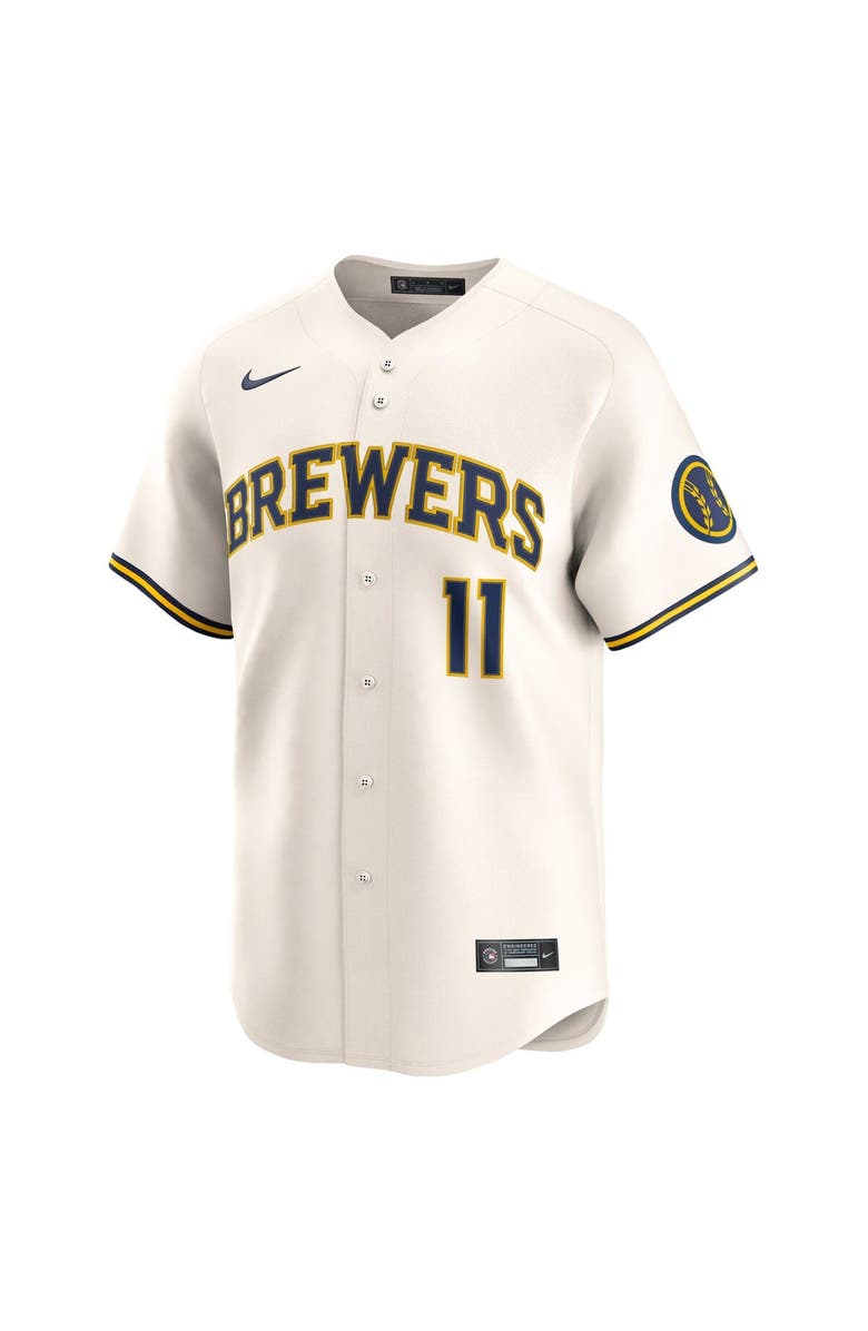 Nike Men's Nike Jackson Chourio Cream Milwaukee Brewers Home Limited Jersey, Alternate, color, Cream
