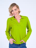 Kettlewell Long Sleeve Collared V-Neck Sweater