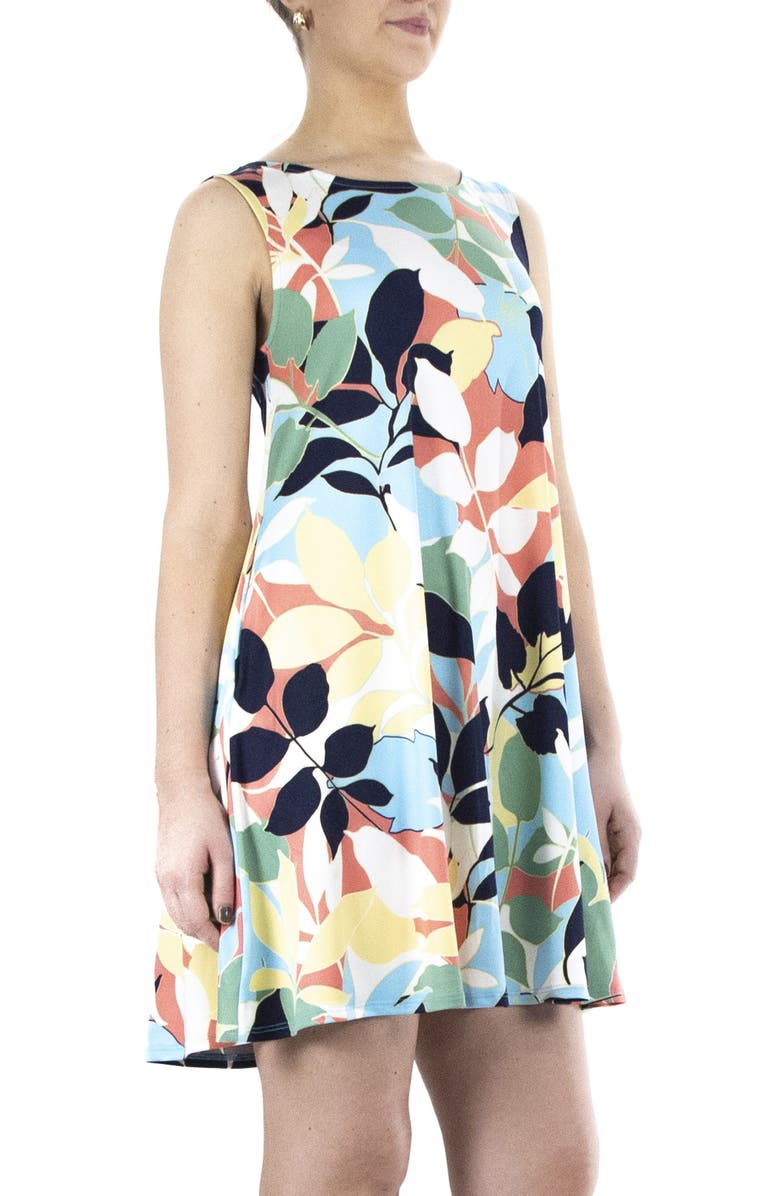 Nina Leonard Scoop Neck Sleeveless Dress, Alternate, color, Navy Carolina Palm Beach