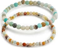 Sterling Forever Stone 2-Pack Beaded Stretch Bracelets