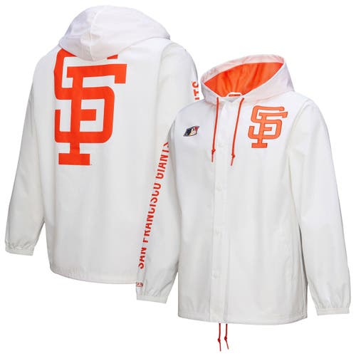 Mitchell & Ness White San Francisco Giants Vintage Full-snap Hooded Coaches Jacket
