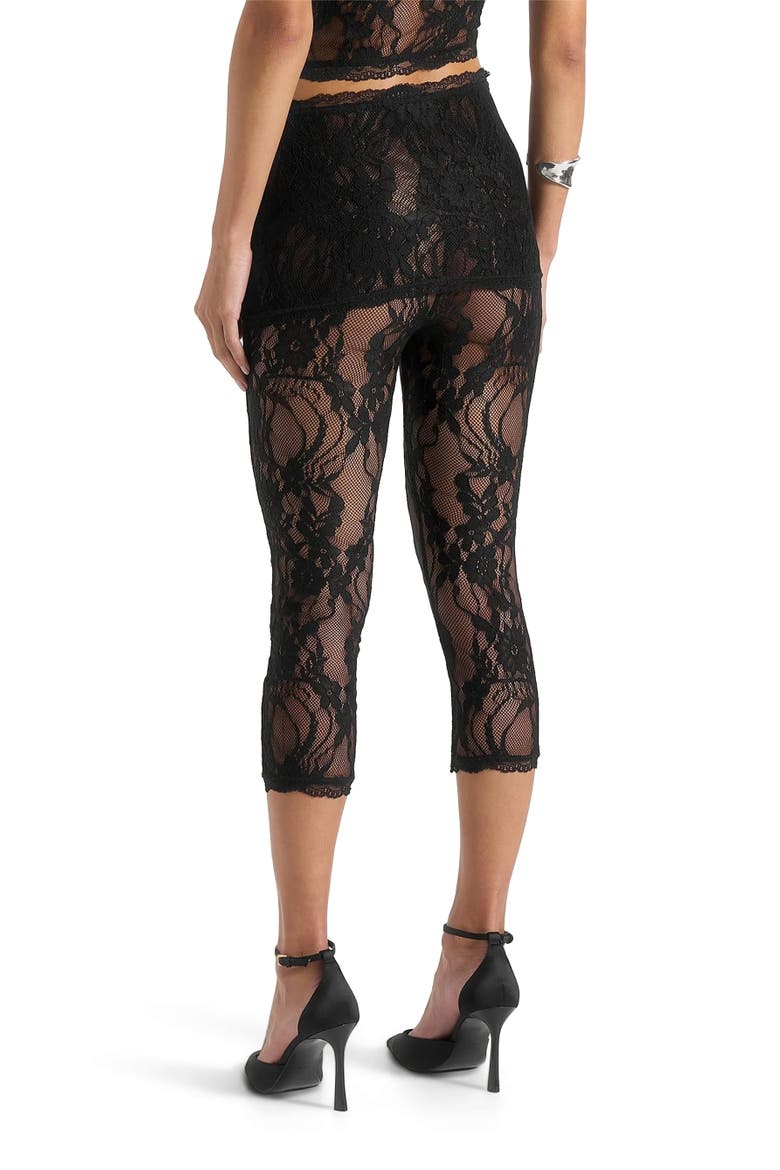Aimee Lace Asymmetric Capri Leggings, Alternate, color, Black
