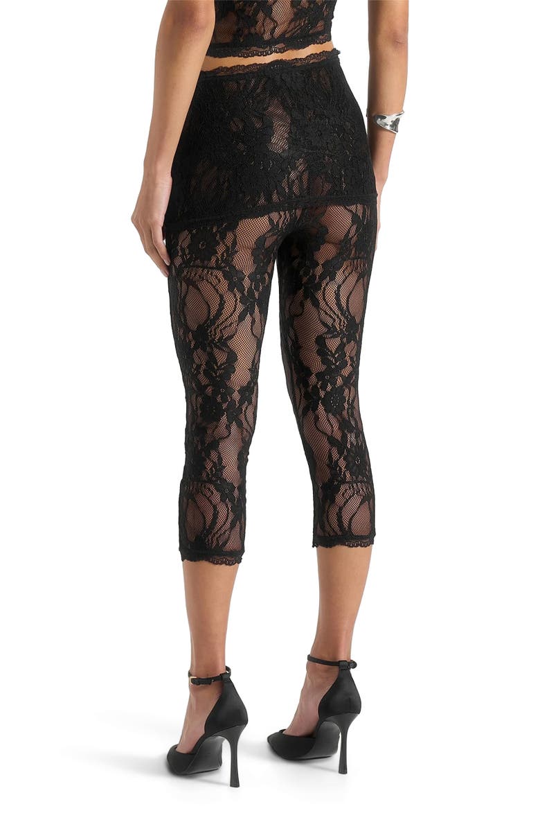 Manière De Voir Aimee Lace Asymmetric Capri Leggings, Alternate, color, Black